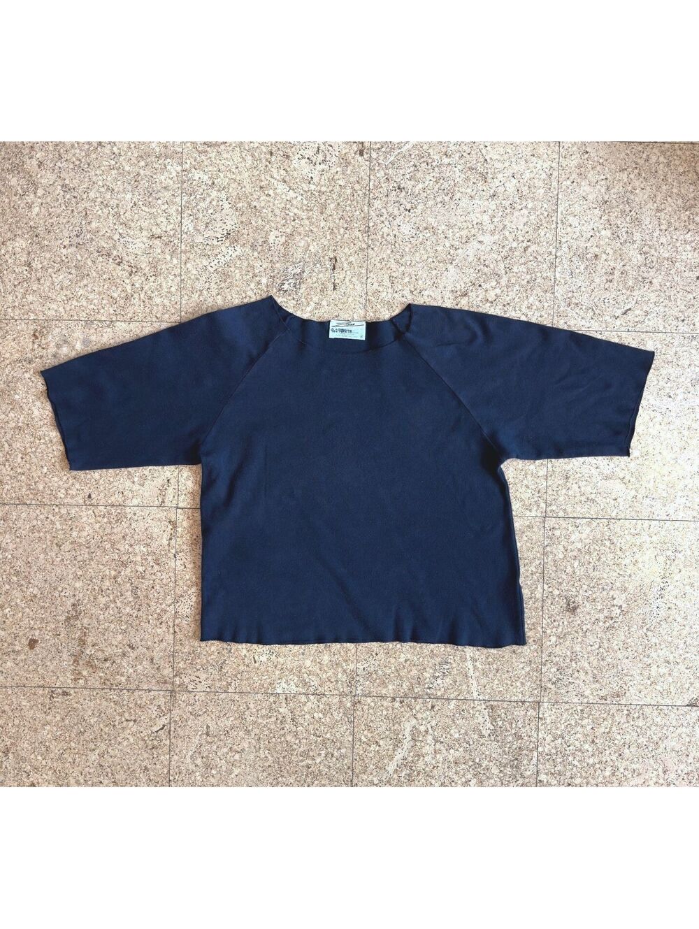 Vtg Zoran Raglan Sweatshirt Tee Women's Medium Black Raw Edge Minimalist Luxury